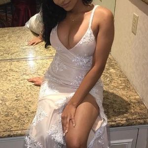 Custom made Glam lace prom/ wedding dress
